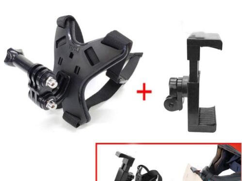 Helmet Chin Easily Mountable and Removable Mobile Mount or Holder for Motorcycle Helmet - Black