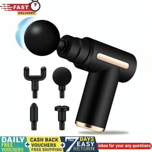 Rechargeable Muscle Relief Massage Gun with Attachments, Portable Handheld Deep Tissue Massager, New USB Charging, Multiple Colors