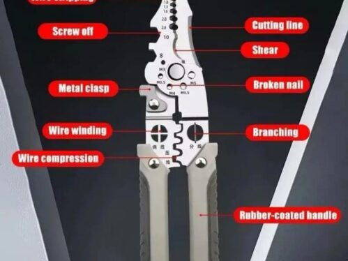 8inch Multifunctional Wire Stripper and Crimping Tool or Professionl Electrician Stainless Steel Wire Puller Plier, wire Cutter for Wiring, Looping, Cutting, Splitting, crimping, Gripping, Twisting, Nail Pulling and Electrical Stripping Tool or Tools