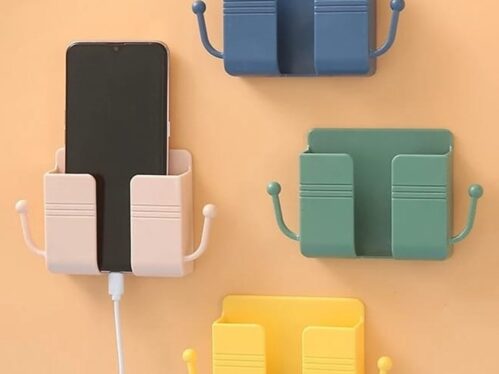 Mobile Phone Charging Hanging Holder Multifunction Wall Mounted Plug Bracket Remote Control Mounted Storage Box