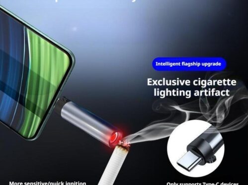 Smart USB Cigarette Lighter for Smartphones Type-C OTG Blowing Cigarette Lighter – Plug & Blow Smokeless Heater for Mobile Use