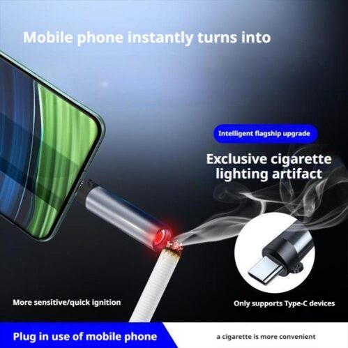 Smart USB Cigarette Lighter for Smartphones Type-C OTG Blowing Cigarette Lighter – Plug & Blow Smokeless Heater for Mobile Use