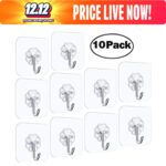 10 Piece Hanger Hook For Bathroom Transparent Strong Self Adhesive Door Wall Hanger Hooks - Image 4
