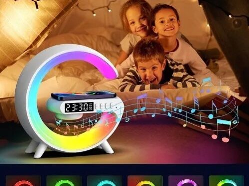 G63 4 In 1 Bluetooth Speaker 10W Multifunctional Wireless Charger LED Atmosphere RGB Night Light Alarm Clock Desk Lamp Bluetooth Speaker Wireless Charging Modern Speaker