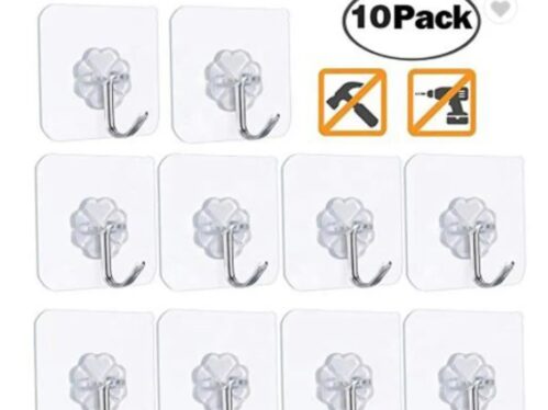10 Pis Transparent Self Adhesive Bathroom kitchen Door Wall Hook Wall Hanger & Trend