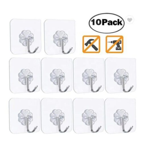 10 Pis Transparent Self Adhesive Bathroom kitchen Door Wall Hook Wall Hanger & Trend