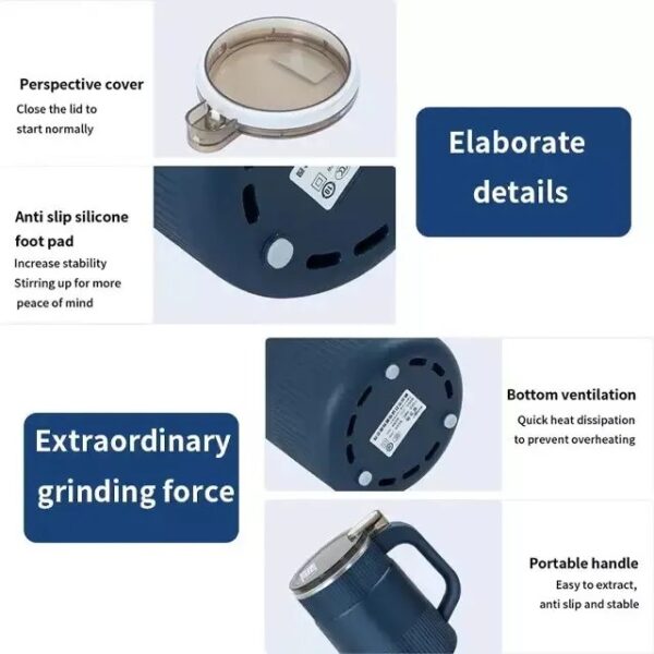 Household Small Powder Grinding Machine, Electric Mini Spice Grinder Add 5 Blades, 304 Stainless Steel Grinding Fine Powder for All Kinds of Grains, Condiments, Coffee Beans (Blue) By Sparkon - Image 3