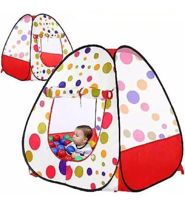 download-3.jpg Tent Play House Toy With 50 Ball Set for Kids- Multicolor - Image 1