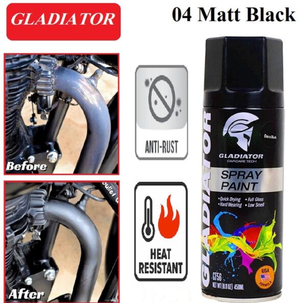 imgi_69_ae53ea72fb6d31984c6027aa4d2c8083.jpeg Matt Black Automatic Gladiator Spray Paint hand spray paint, anti-rust Aerosol Spray Paint, metal furniture wood Spray Paint For car Motorcycle - Image 1