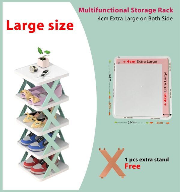Large Size Multilayer Shoe Rack- 5 Layer Shoe Shelf Removable Shoe Cabinet With Extra X Stand (1pcs) - Image 3