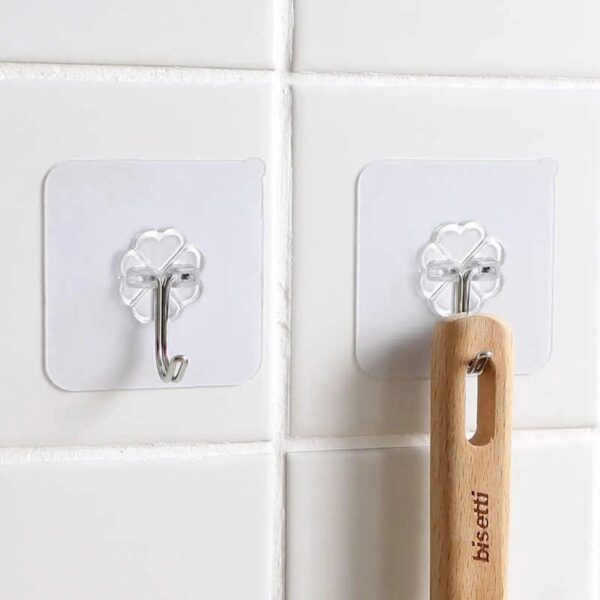 10 Pis Transparent Self Adhesive Bathroom kitchen Door Wall Hook Wall Hanger & Trend - Image 3